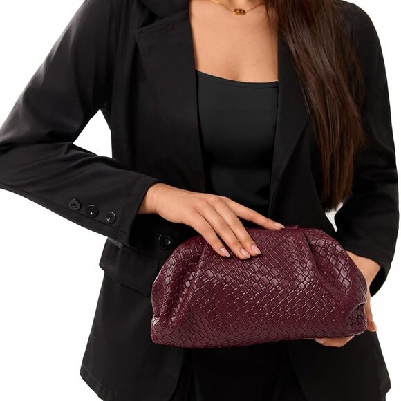 Women's Vegan Leather Purse Ruched Bag Evening Handbag Dumpling Clutch Purse - Picture 2 of 6